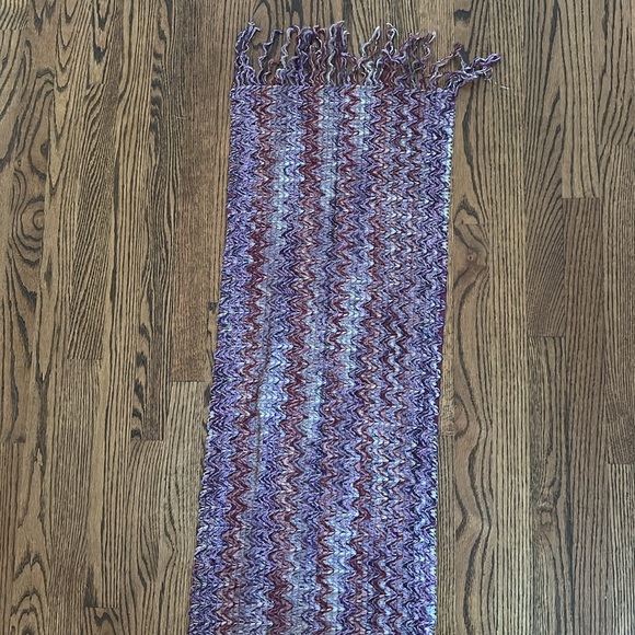 Missoni Purple Gray White Silver Red Sparkle Fringe Scarf - Picture 3 of 14